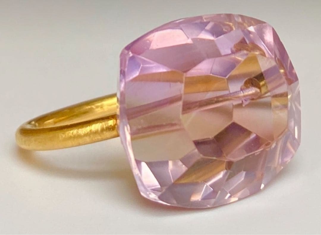 大粒❣️ピンクアメシストリングk10YG15号