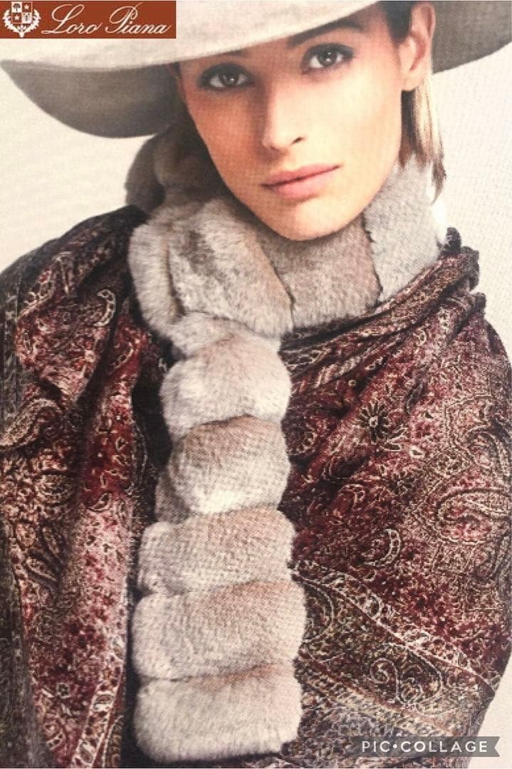 定価１４０万カタログ掲載ロロピアーナチンチラファー＆カシミア裏地マフラーストール