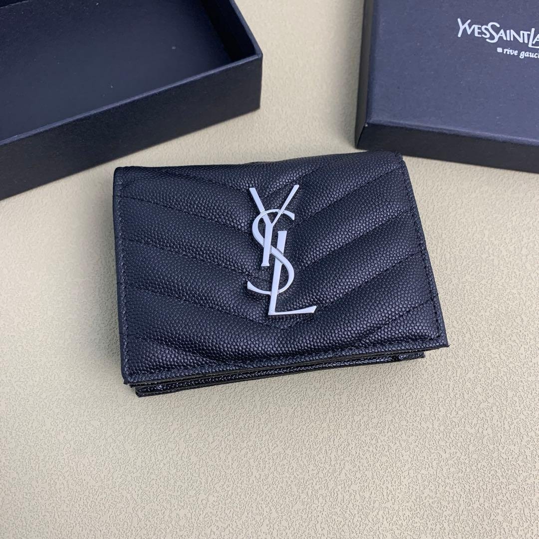 Yves Saint Laurent 二つ折り財布 ブラック