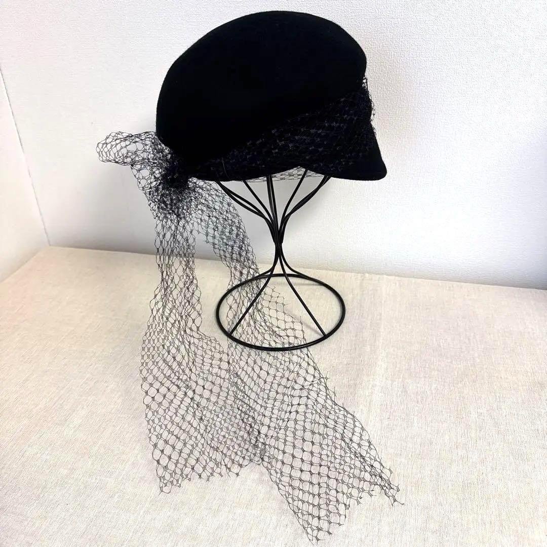 エレガント CA4LA カシラ レース リボン キャスケット チュールレース 黒