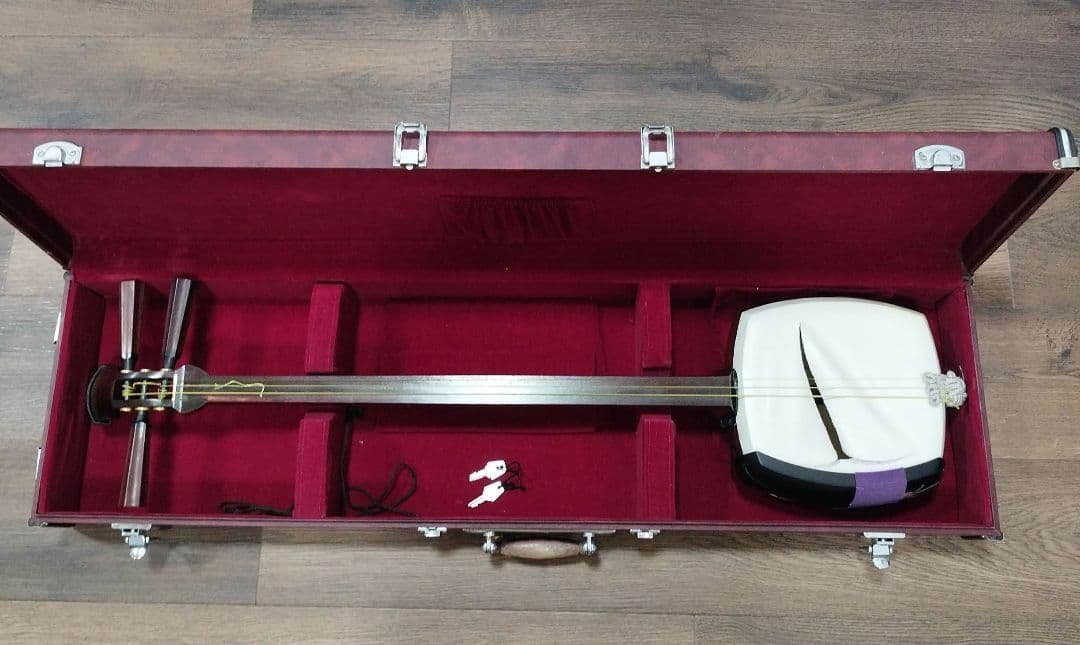 津軽三味線本体 鳥の絵柄 ハードケース付