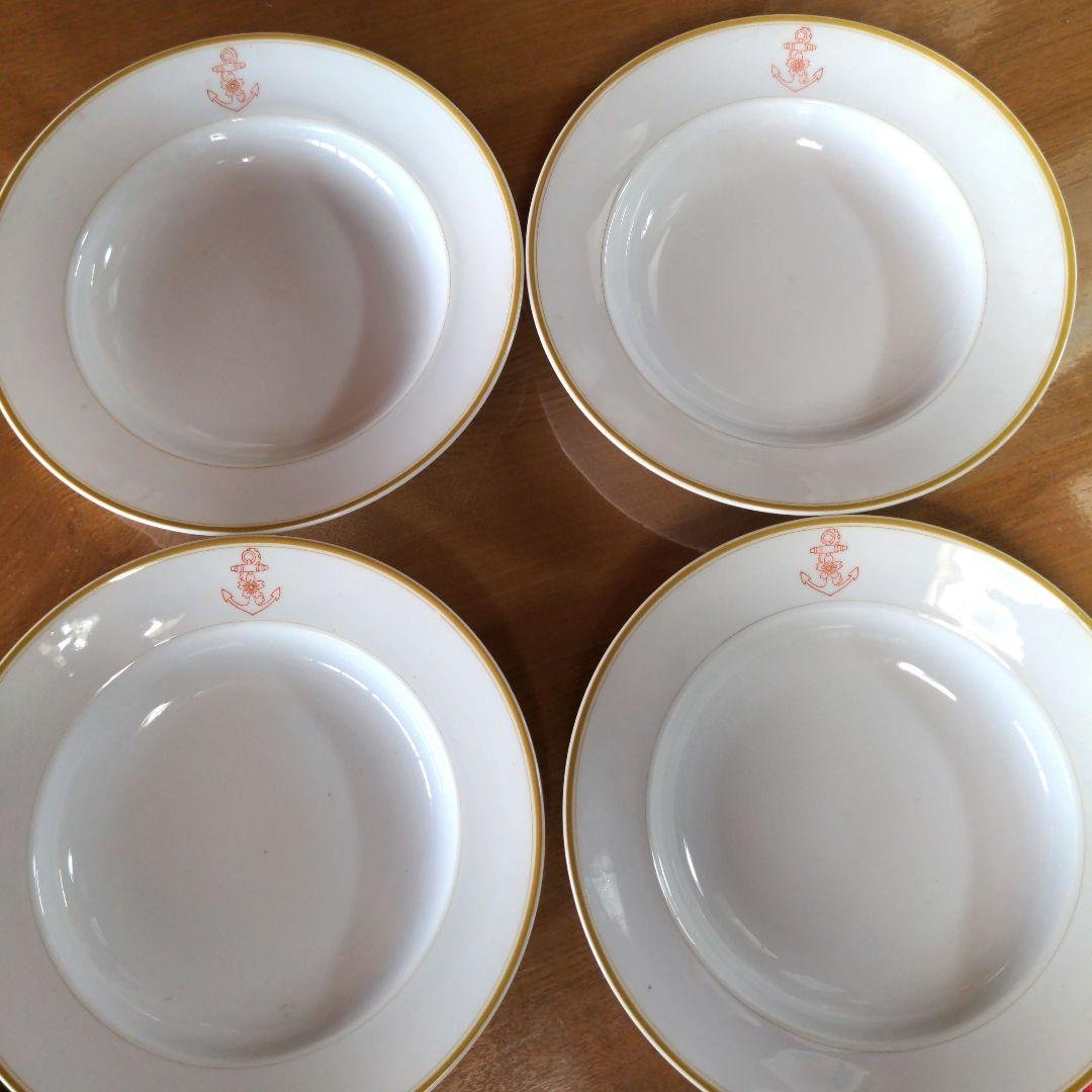 日本海軍 士官用食器 4枚セット アンティーク 年代物