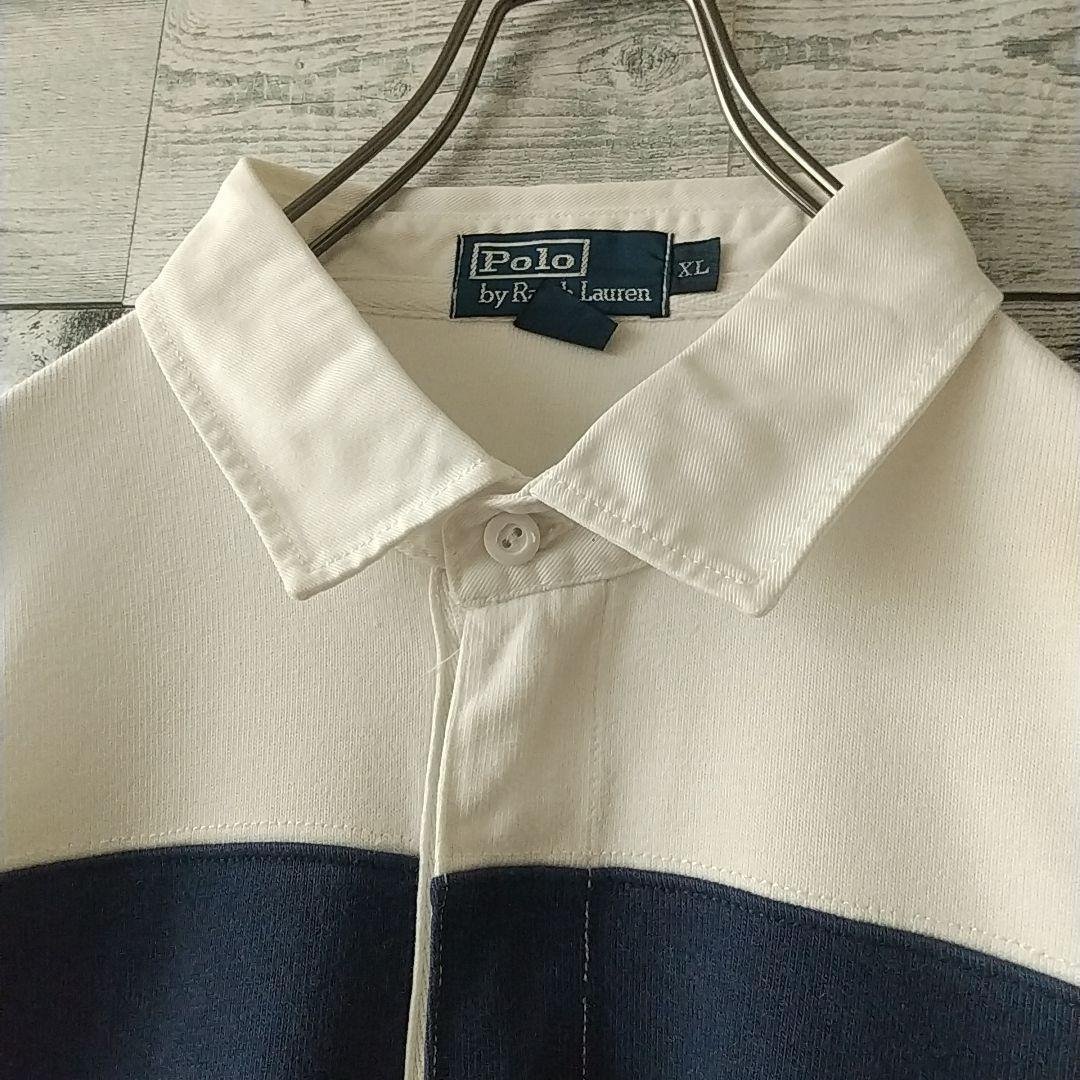 希少☆ポロバイラルフローレン 太ボーダー 刺繍 ビッグポニー ラガーシャツ 3L