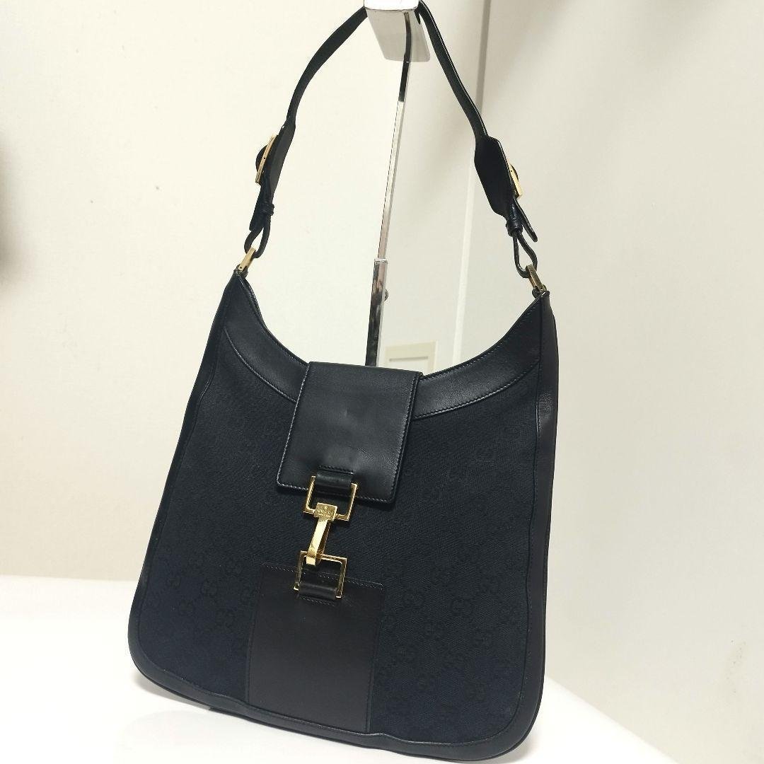 美品☆　グッチ　ジャッキー　ワンショルダーバッグ GGキャンバス　レザー