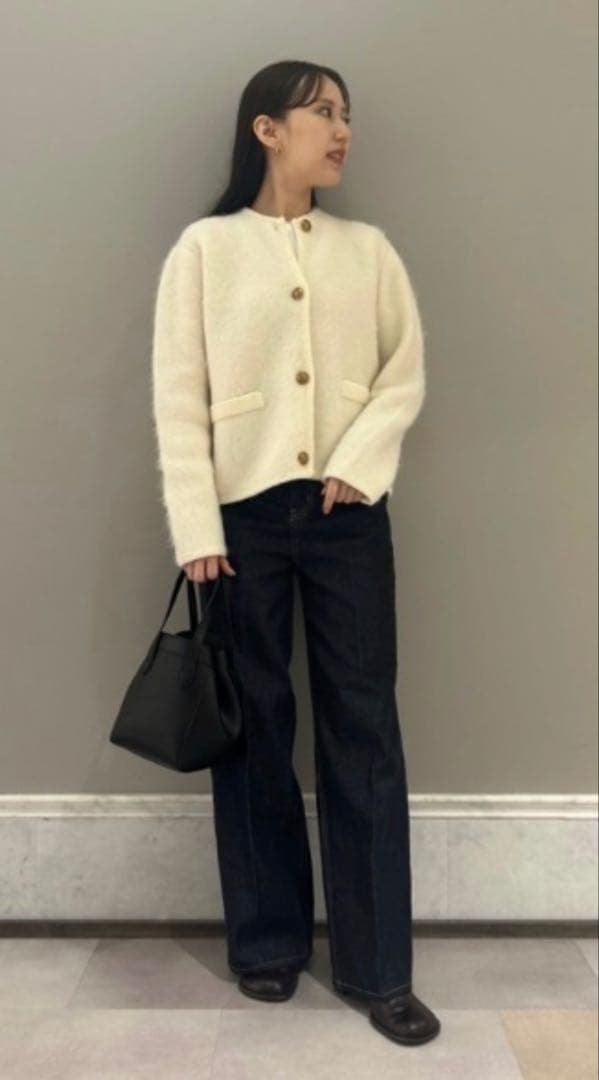 金釦短丈アルパカニットカーデジャケット