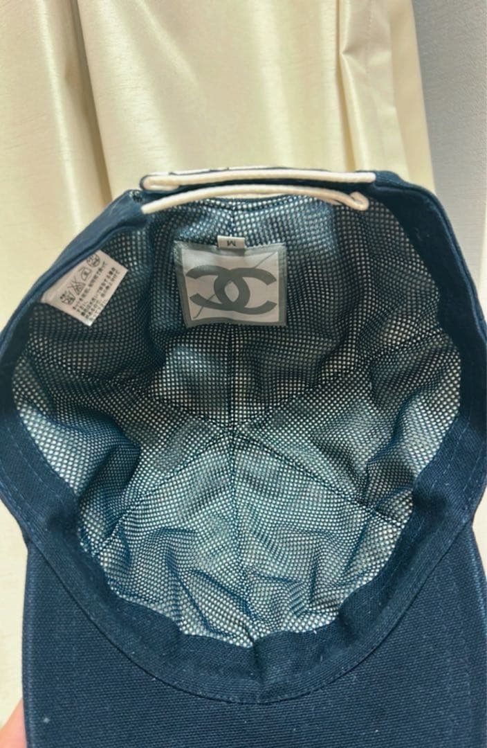 CHANEL ネイビー ストライプ キャップ