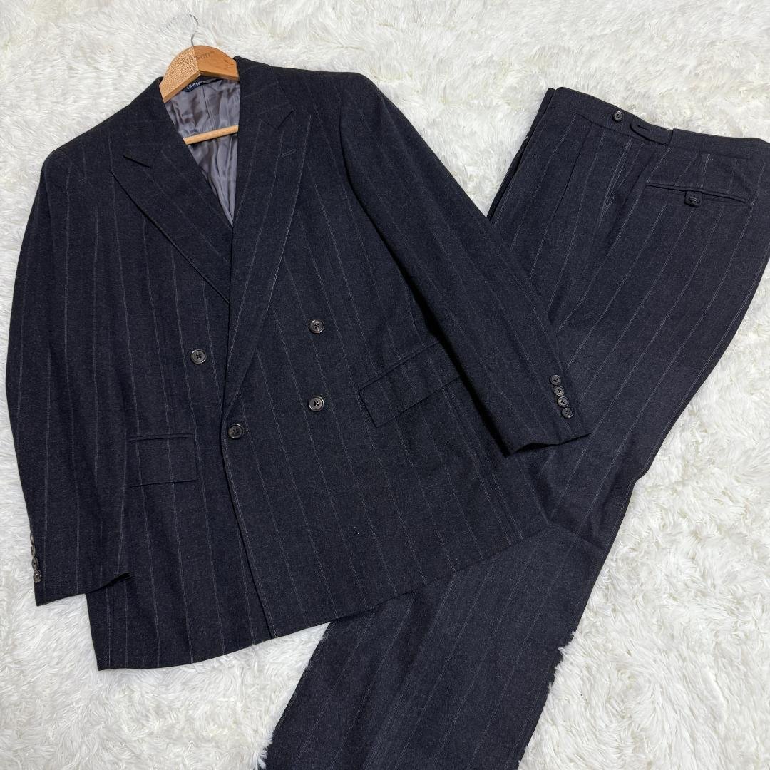 ラルフローレン　ウール　ダブル　セットアップ　ストライプ　ヴィンテージ　XL相当