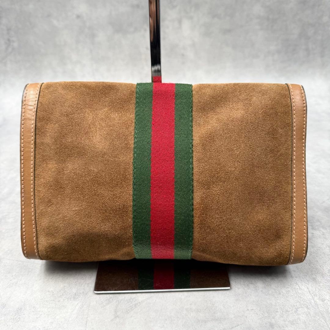 美品✨グッチ　クラッチバッグ シェリーライン ブラウン スエード