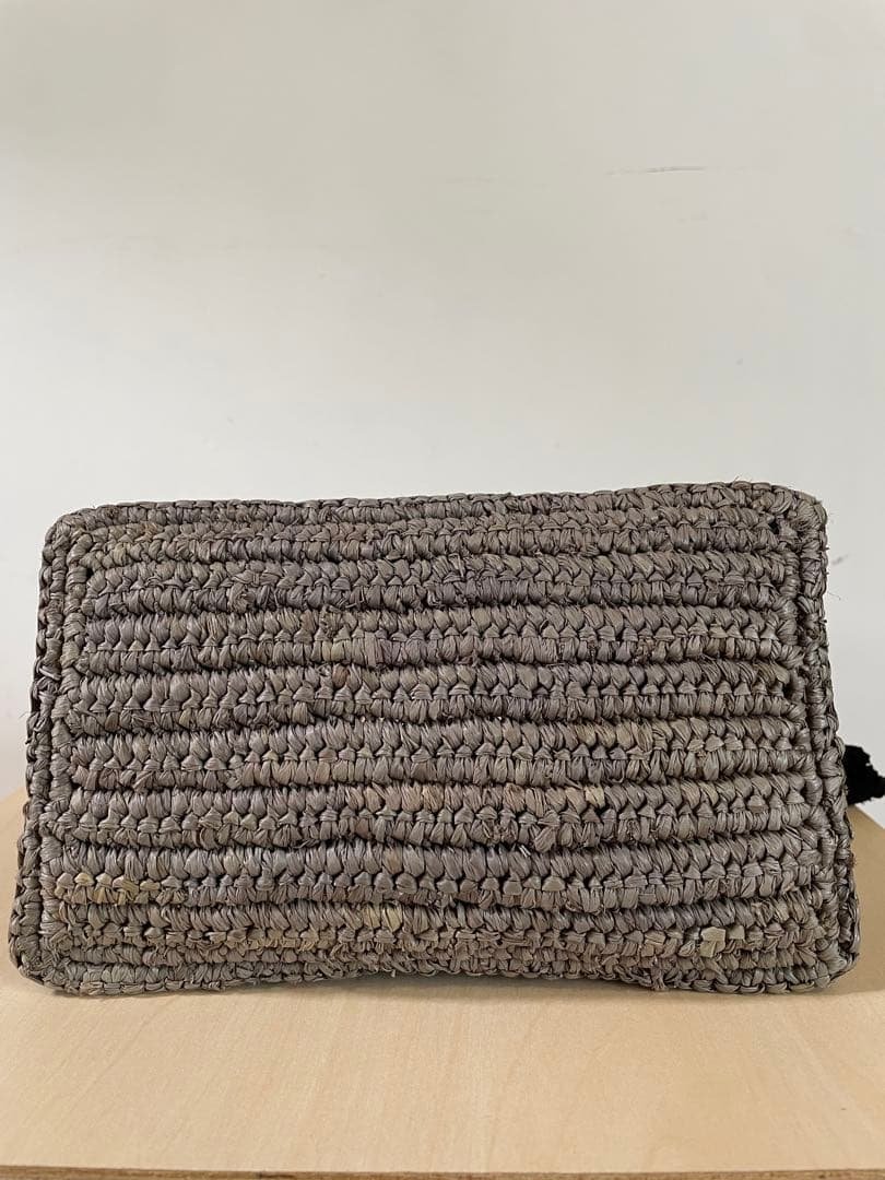 【新品未使用】MAISON N.H PARIS　カゴバッグ　ラフィア　グレー