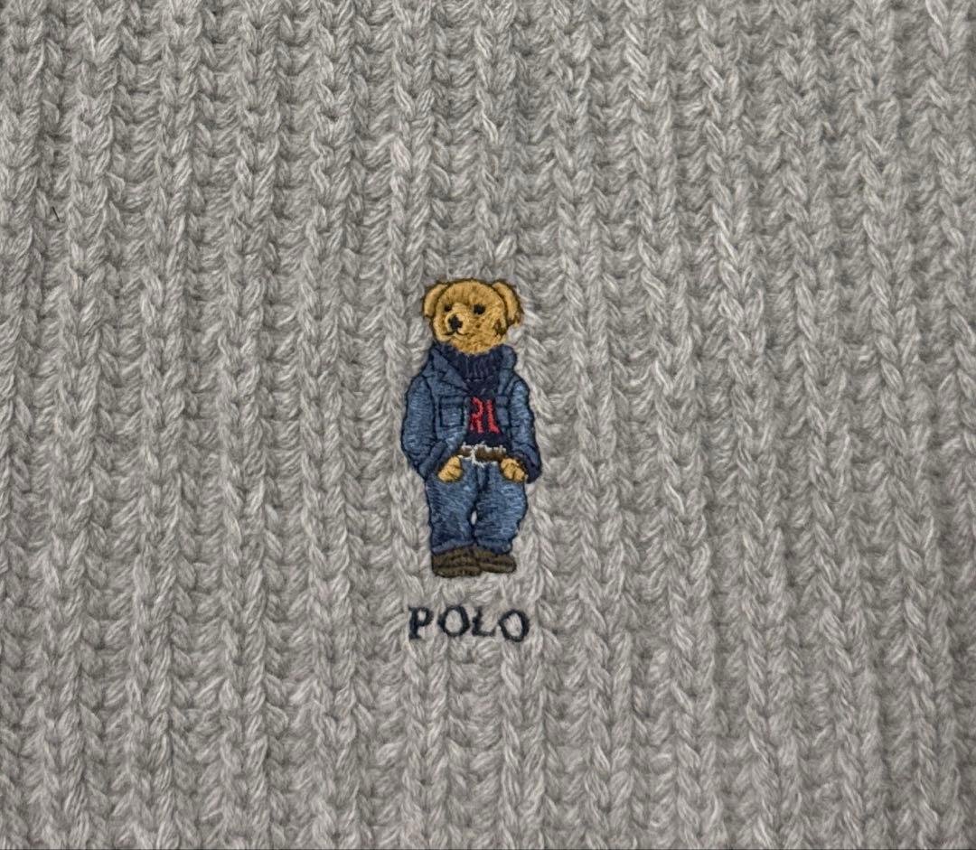 未使用タグ付 ポロラルフローレン ベア刺繍マフラー 箱リボン付き