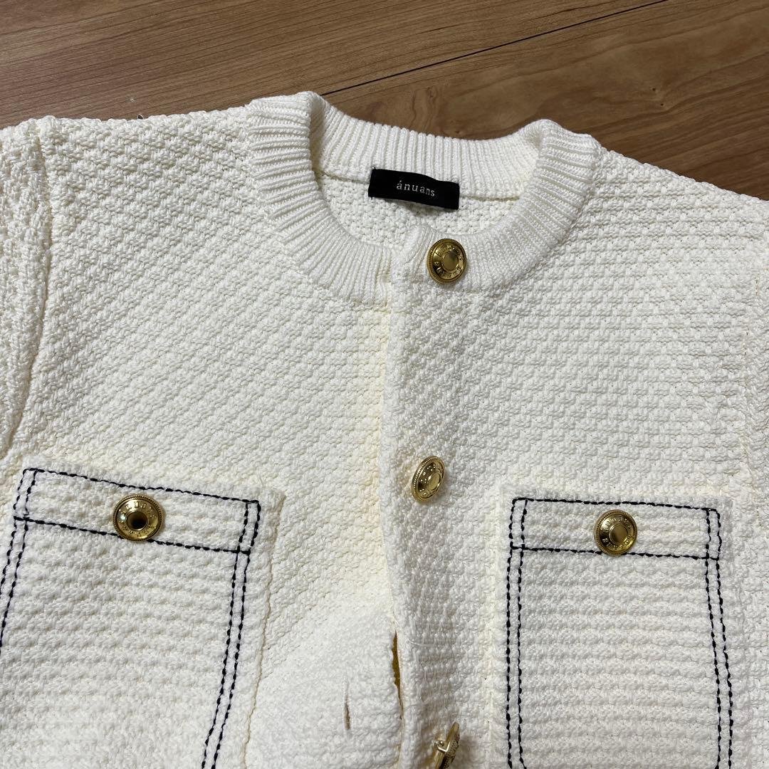 美品　アニュアンス　カーディガン　ニット　ホワイト