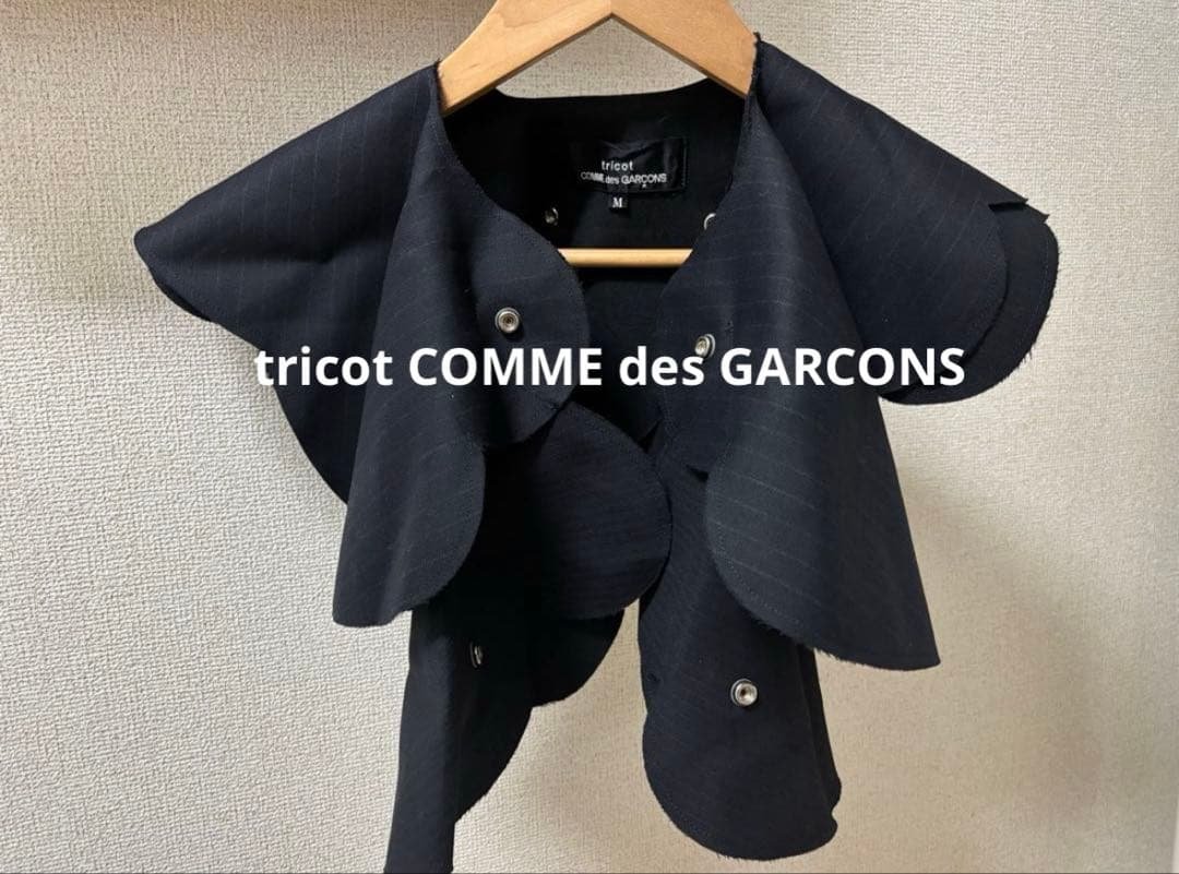 トリココムデギャルソン　ピンストライプ　フリル付け襟