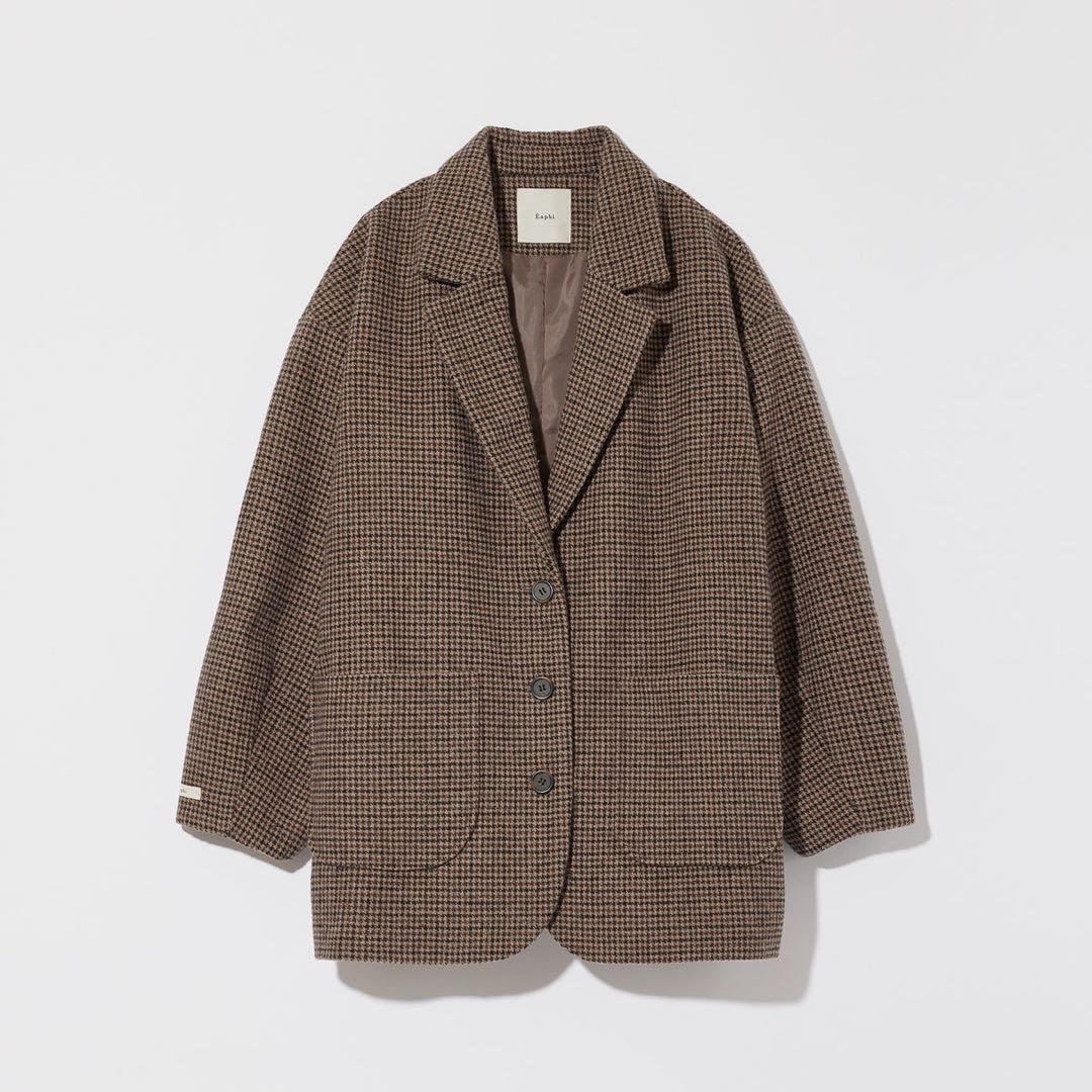 ジャケット・アウター eaphi WOOL LIKE CHECK JACKET