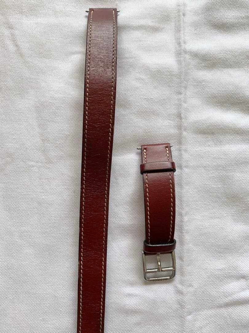 エルメス　Hウォッチ用レザーベルト　2本巻　ボルドー　HERMES