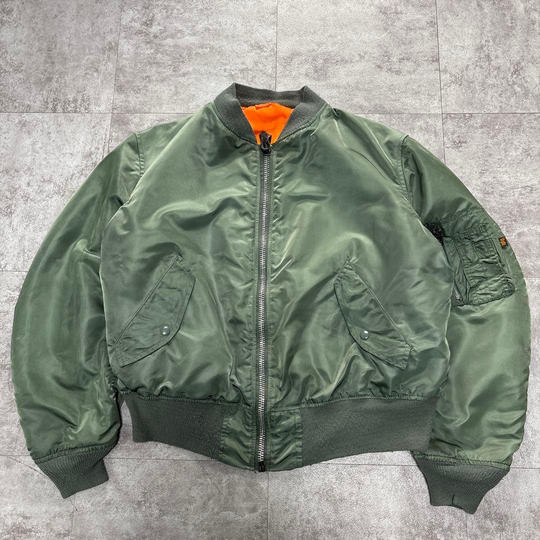 90s 濃緑　alpha USA製　リバーシブル　ma-1 フライトジャケット