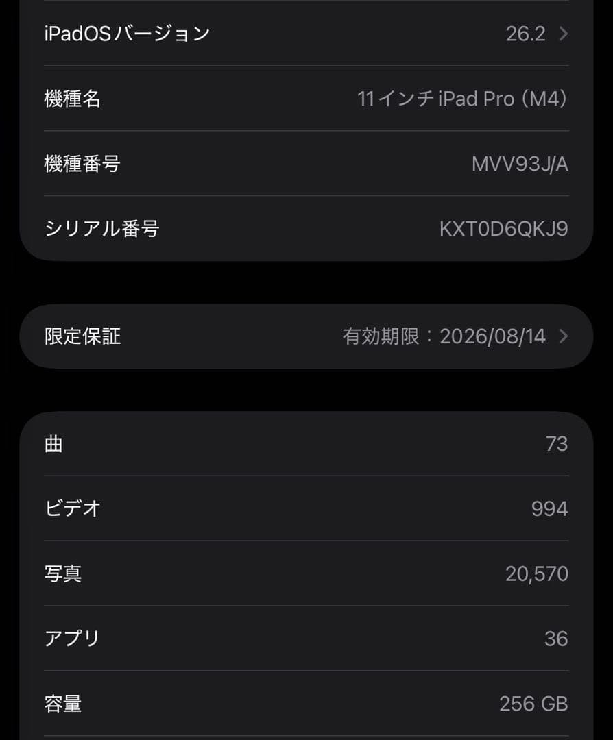 iPad Pro 11インチ M4 256GB Wi-Fi シルバー
