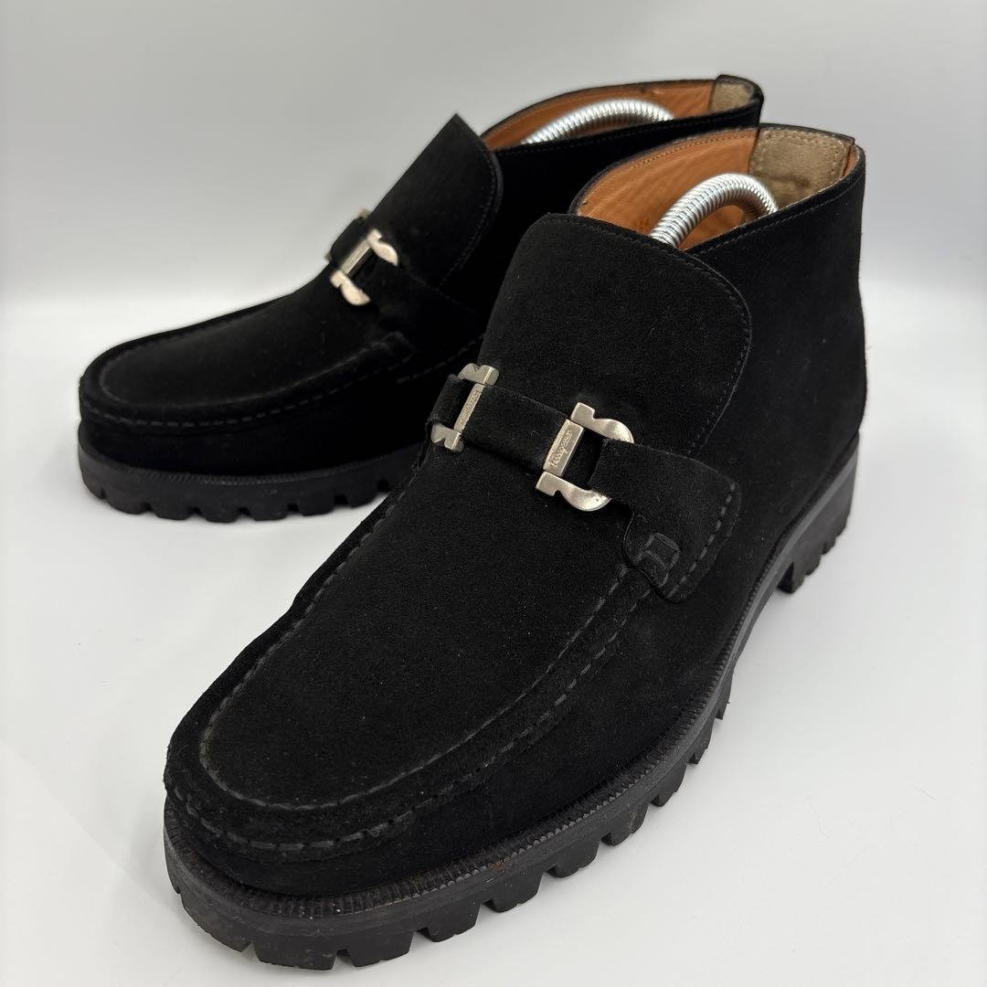 美品✨サルヴァトーレフェラガモ 黒　スエード　アンクル　ブーツ　ガンチーニ