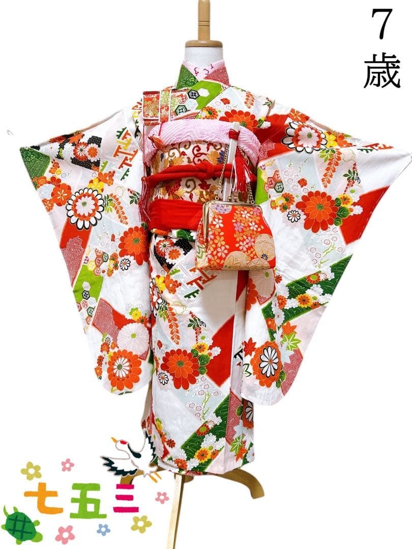 アンティークフルセット♡七五三　5歳から7歳　女の子　一式　レトロ　白