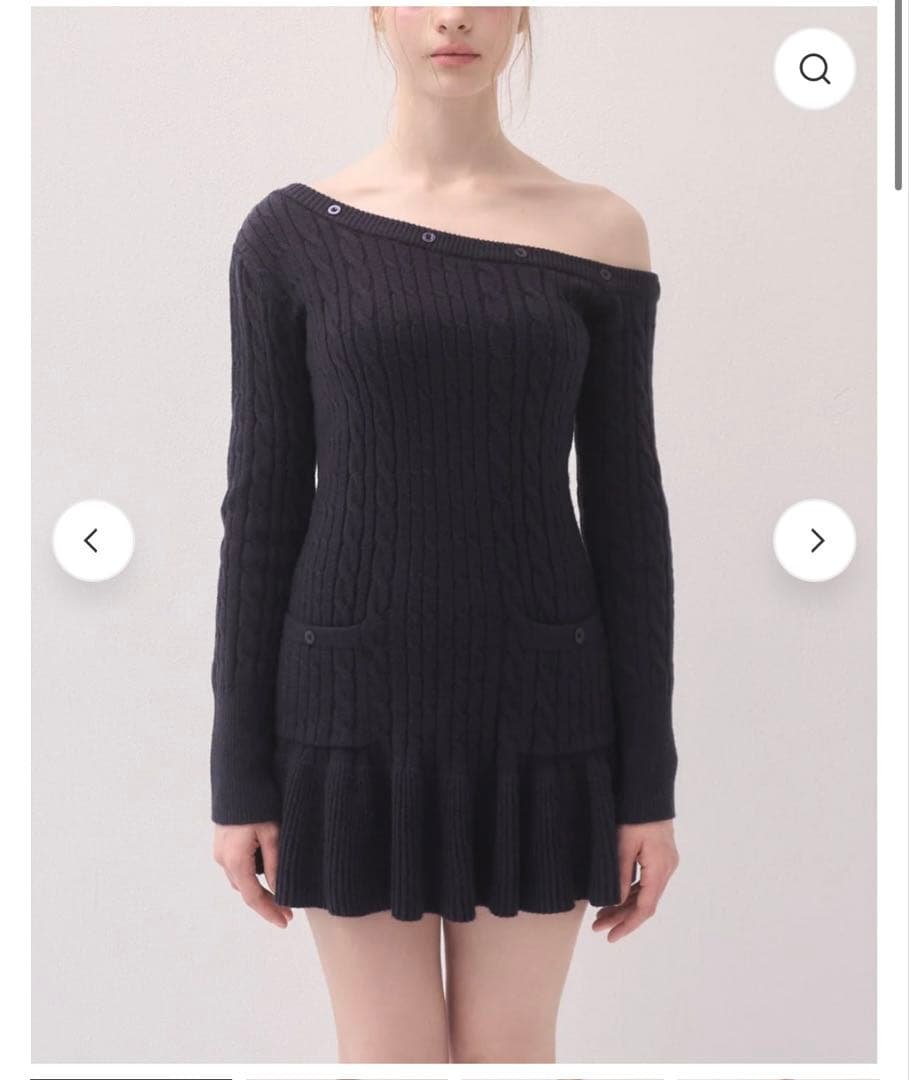 yilon ワンショルダーケーブルニットワンピース