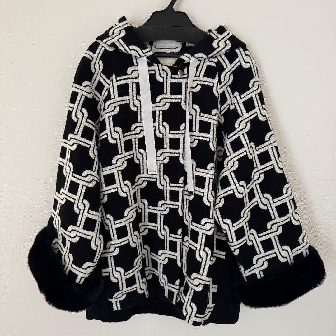 【未使用】グレースクラス キカジャガード ショートコート黒 36