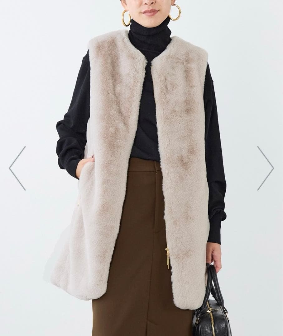 TATRAS エコファーノーカラーロングベスト　POLLINAサイズ2