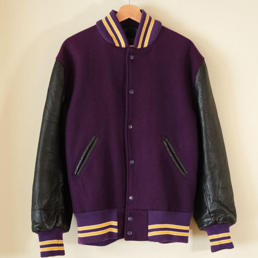 SKOOKUM レターマンジャケット 100%ウール×レザー袖 40