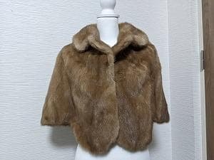 209　パステルミンク　毛皮　ボレロ　ケープ　コート　マント　ポンチョ　ショール