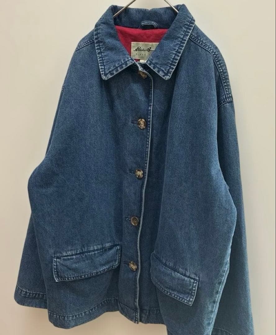 白タグ Eddie Bauer デニムカバーオール／90s エディーバウアー