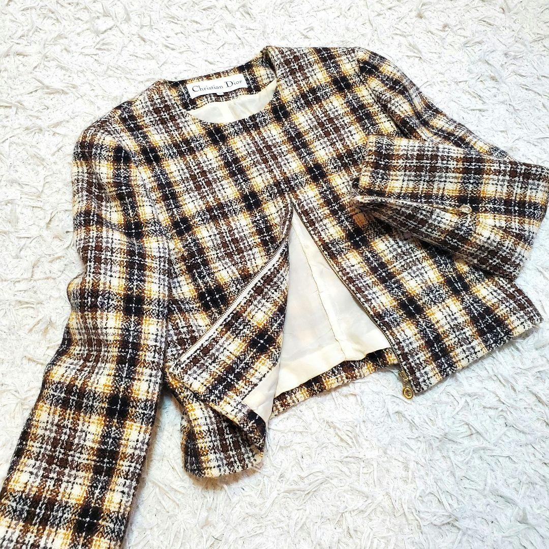 Christian Dior 現行タグ ツイードノーカラージャケット